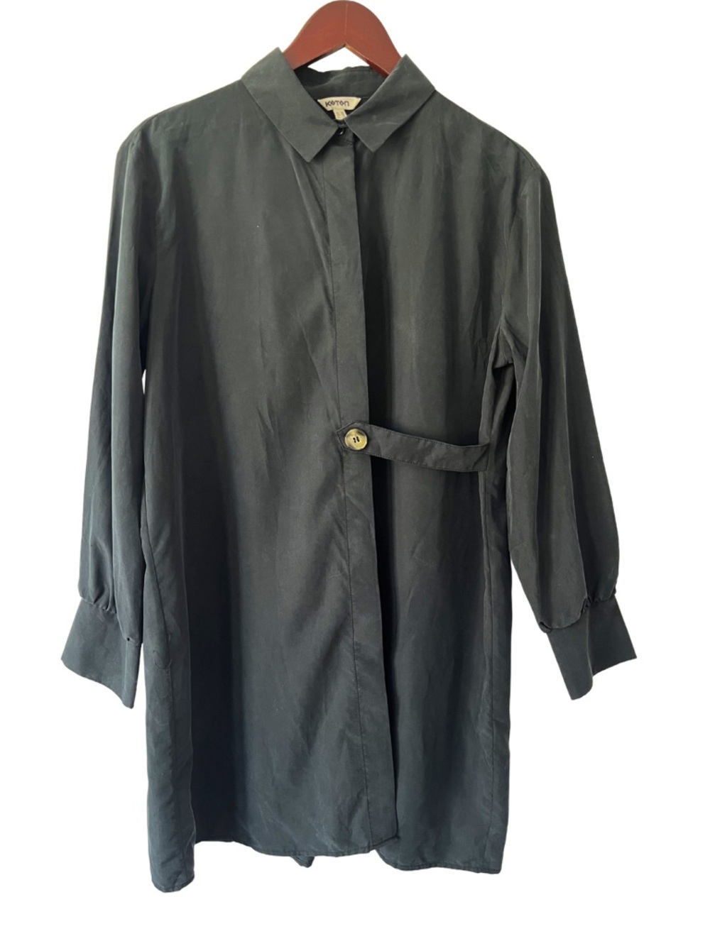 Koton Dark Slate Button-Accent Shirt Dress